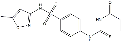 N-{[(4-{[(5-methyl-3-isoxazolyl)amino]sulfonyl}phenyl)amino]carbonothioyl}propanamide Struktur