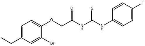 2-(2-bromo-4-ethylphenoxy)-N-{[(4-fluorophenyl)amino]carbonothioyl}acetamide Struktur