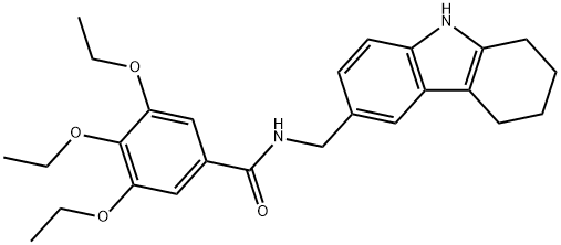 3,4,5-triethoxy-N-((2,3,4,9-tetrahydro-1H-carbazol-6-yl)methyl)benzamide Struktur