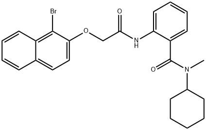 2-[[2-(1-bromonaphthalen-2-yl)oxyacetyl]amino]-N-cyclohexyl-N-methylbenzamide Struktur