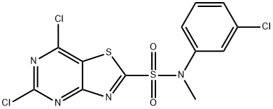 5,7-DICHLORO-N-(3-CHLOROPHENYL)-N-METHYLTHIAZOLO[4,5-D]PYRIMIDINE-2-SULFONAMIDE Struktur