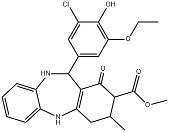 methyl 11-(3-chloro-5-ethoxy-4-hydroxyphenyl)-3-methyl-1-oxo-2,3,4,5,10,11-hexahydro-1H-dibenzo[b,e][1,4]diazepine-2-carboxylate Struktur