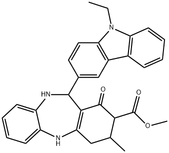 methyl 11-(9-ethyl-9H-carbazol-3-yl)-3-methyl-1-oxo-2,3,4,5,10,11-hexahydro-1H-dibenzo[b,e][1,4]diazepine-2-carboxylate Struktur