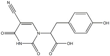 2-(5-Cyano-2,4-dioxo-3,4-dihydro-2H-pyrimidin-1-yl)-3-(4-hydroxy-phenyl)-propionic acid Struktur