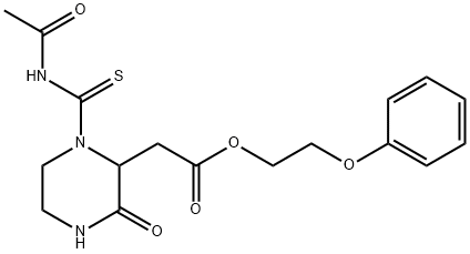 2-phenoxyethyl {1-[(acetylamino)carbonothioyl]-3-oxo-2-piperazinyl}acetate Struktur