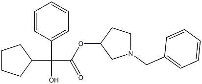 Benzeneacetic acid, a-cyclopentyl-a-hydroxy-,1-(phenylmethyl)-3-pyrrolidinyl ester Struktur