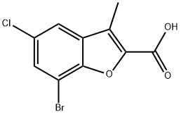 7-bromo-5-chloro-3-methyl-1-benzofuran-2-carboxylic acid Struktur