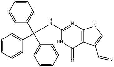 4,7-Dihydro-4-oxo-2-[(triphenylmethyl)amino]-3H-pyrrolo[2,3-d]pyrimidine-5-carboxaldehyde Struktur