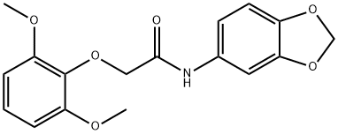 N-(1,3-benzodioxol-5-yl)-2-(2,6-dimethoxyphenoxy)acetamide Struktur