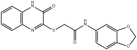 N-(1,3-benzodioxol-5-yl)-2-[(3-oxo-3,4-dihydro-2-quinoxalinyl)sulfanyl]acetamide Struktur