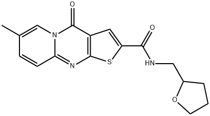 7-methyl-4-oxo-N-((tetrahydrofuran-2-yl)methyl)-4H-pyrido[1,2-a]thieno[2,3-d]pyrimidine-2-carboxamide Struktur