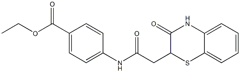 ethyl 4-(2-(3-oxo-3,4-dihydro-2H-benzo[b][1,4]thiazin-2-yl)acetamido)benzoate Struktur