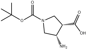 (3S,4S)-4-amino-1-(tert-butoxycarbonyl)pyrrolidine-3-carboxylic acid Struktur