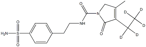 3-methyl-5-oxo-4-(1,1,2,2,2-pentadeuterioethyl)-N-[2-(4-sulfamoylphenyl)ethyl]-2H-pyrrole-1-carboxamide Struktur