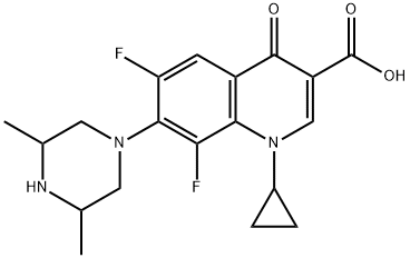 3-Quinolinecarboxylicacid,1-cyclopropyl-7-(3,5-dimethyl-1-piperazinyl)-6,8-difluoro-1,4-dihydro-4-oxo- Struktur