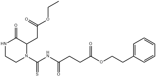 2-phenylethyl 4-[[2-(2-ethoxy-2-oxoethyl)-3-oxopiperazine-1-carbothioyl]amino]-4-oxobutanoate Struktur