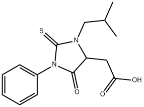 (3-Isobutyl-5-oxo-1-phenyl-2-thioxo-imidazolidin-4-yl)-acetic acid Struktur