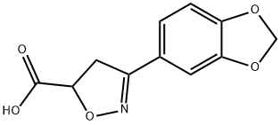 3-(2H-1,3-benzodioxol-5-yl)-4,5-dihydro-1,2-oxazole-5-carboxylic acid Struktur