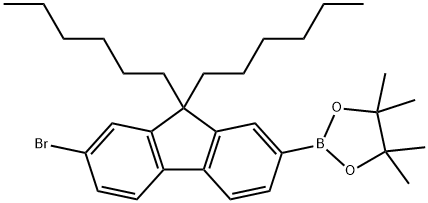 2-(7-BROMO-9,9-DIHEXYL-9H-FLUOREN-2-YL)-4,4,5,5-TETRAMETHYL-1,3,2-DIOXABOROLANE Struktur