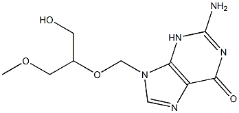 2-amino-9-[(1-hydroxy-3-methoxypropan-2-yl)oxymethyl]-3H-purin-6-one Struktur