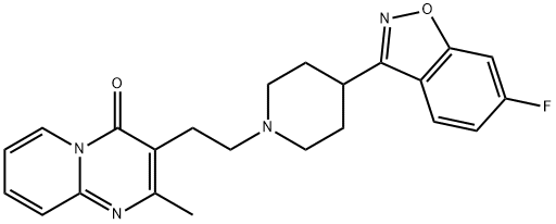 3-[2-[4-(6-fluoro-1,2-benzoxazol-3-yl)piperidin-1-yl]ethyl]-2-methylpyrido[1,2-a]pyrimidin-4-one Struktur