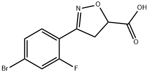 3-(4-bromo-2-fluorophenyl)-4,5-dihydro-1,2-oxazole-5-carboxylic acid Struktur