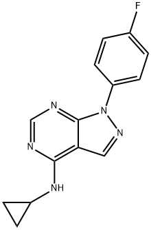 N-cyclopropyl-1-(4-fluorophenyl)-1H-pyrazolo[3,4-d]pyrimidin-4-amine Struktur