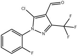 5-chloro-1-(2-fluorophenyl)-3-(trifluoromethyl)-1H-pyrazole-4-carbaldehyde Struktur