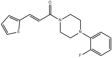 (E)-1-(4-(2-fluorophenyl)piperazin-1-yl)-3-(thiophen-2-yl)prop-2-en-1-one Struktur