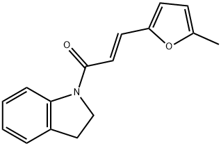 (E)-1-(2,3-dihydroindol-1-yl)-3-(5-methylfuran-2-yl)prop-2-en-1-one Struktur