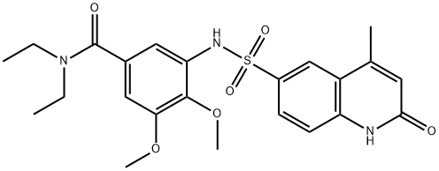 N,N-diethyl-3,4-dimethoxy-5-{[(4-methyl-2-oxo-1,2-dihydro-6-quinolinyl)sulfonyl]amino}benzamide Struktur