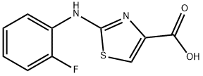 2-((2-Fluorophenyl)amino)-1,3-thiazole-4-carboxylic acid, 95% Struktur