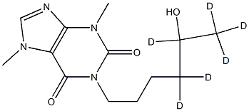 1-(4,4,5,6,6,6-hexadeuterio-5-hydroxyhexyl)-3,7-dimethylpurine-2,6-dione Struktur