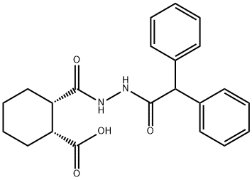 (1R,2S)-2-{[2-(diphenylacetyl)hydrazinyl]carbonyl}cyclohexanecarboxylic acid Struktur