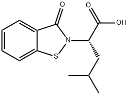 (2S)-4-methyl-2-(3-oxo-1,2-benzisothiazol-2(3H)-yl)pentanoic acid Struktur