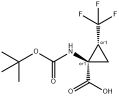 (1S,2S)-1-(tert-butoxycarbonylamino)-2-(trifluoromethyl)cyclopropanecarboxylic acid Struktur