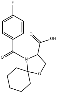 4-(4-fluorobenzoyl)-1-oxa-4-azaspiro[4.5]decane-3-carboxylic acid Struktur