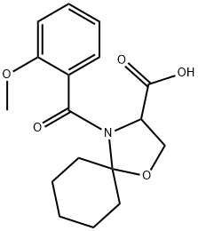 4-(2-methoxybenzoyl)-1-oxa-4-azaspiro[4.5]decane-3-carboxylic acid Struktur