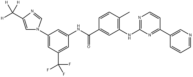 4-methyl-3-[(4-pyridin-3-ylpyrimidin-2-yl)amino]-N-[3-[4-(trideuteriomethyl)imidazol-1-yl]-5-(trifluoromethyl)phenyl]benzamide Struktur