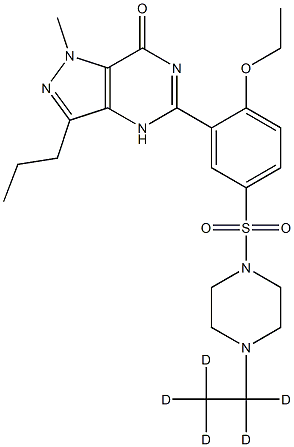 5-[2-ethoxy-5-[4-(1,1,2,2,2-pentadeuterioethyl)piperazin-1-yl]sulfonylphenyl]-1-methyl-3-propyl-4H-pyrazolo[4,3-d]pyrimidin-7-one Struktur