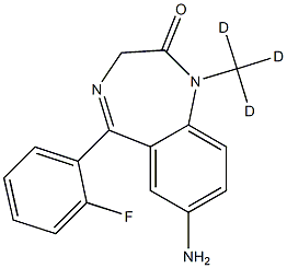 7-amino-5-(2-fluorophenyl)-1-(trideuteriomethyl)-3H-1,4-benzodiazepin-2-one Struktur