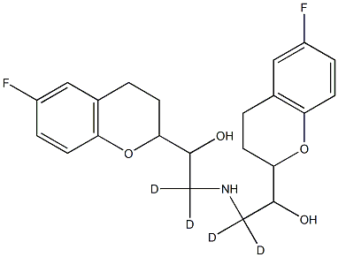 2,2-dideuterio-2-[[1,1-dideuterio-2-(6-fluoro-3,4-dihydro-2H-chromen-2-yl)-2-hydroxyethyl]amino]-1-(6-fluoro-3,4-dihydro-2H-chromen-2-yl)ethanol Struktur