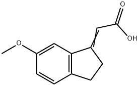 2-[(1E)-6-methoxy-2,3-dihydro-1H-inden-1-ylidene]acetic acid Struktur