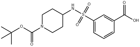 3-[1-(tert-Butoxycarbonyl)piperidin-4-ylaminosulfonyl]benzoic acid Struktur