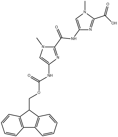 4-[[[4-[(9- fluorenylmethoxycarbonyl)amino]-1- methylimidazol-2-yl]carbonyl]amino]-1- methylimidazole-2-carboxylic acid Struktur