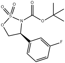 (S)-tert-butyl 4-(3-fluorophenyl)-1,2,3-oxathiazolidine-3-carboxylate 2,2-dioxide Struktur