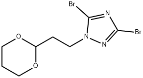 3,5-dibromo-1-[2-(1,3-dioxan-2-yl)ethyl]-1H-1,2,4-triazole Struktur