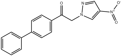 1-{[1,1-biphenyl]-4-yl}-2-(4-nitro-1H-pyrazol-1-yl)ethan-1-one Struktur