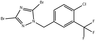 3,5-dibromo-1-{[4-chloro-3-(trifluoromethyl)phenyl]methyl}-1H-1,2,4-triazole Struktur