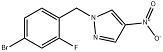 1-[(4-bromo-2-fluorophenyl)methyl]-4-nitro-1H-pyrazole Struktur